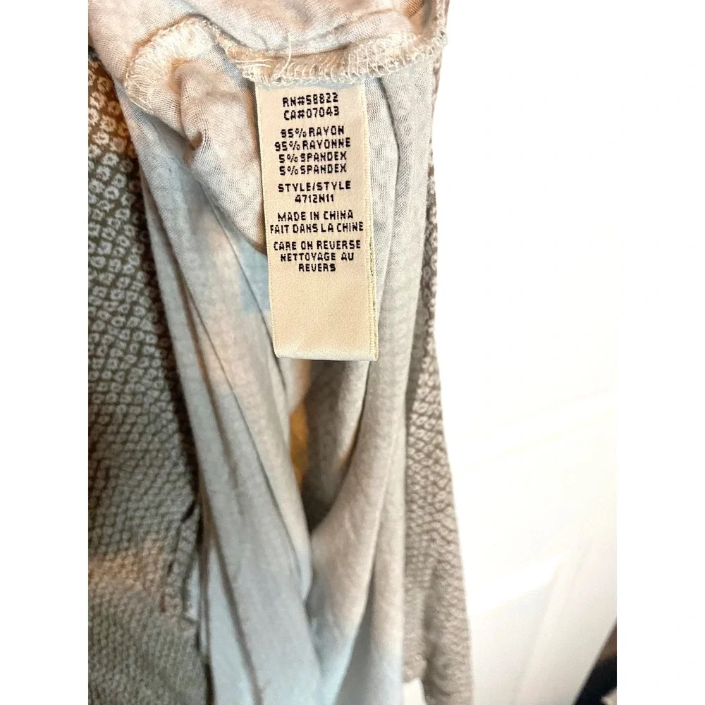 BOHO Geometric Print Maxi Skirt Side Slit Neutral Taupe White Small